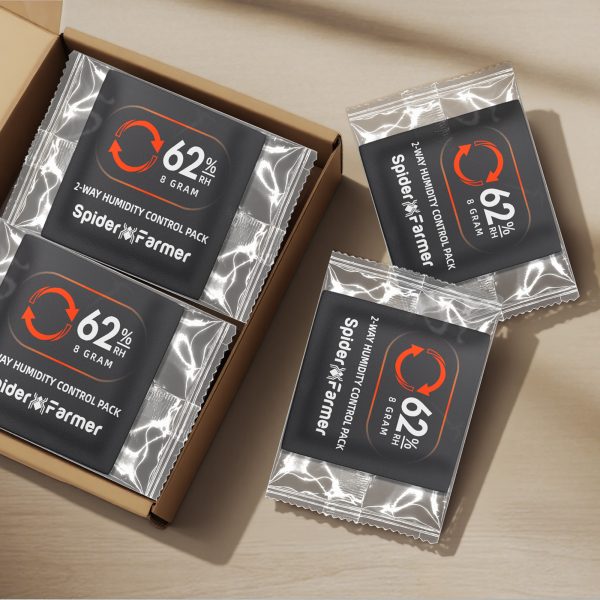 Pack de 10 sachets de contrôle d'humidité bidirectionnels 62% HR 8g Spider Farmer - Équilibre d'humidité pour les herbes