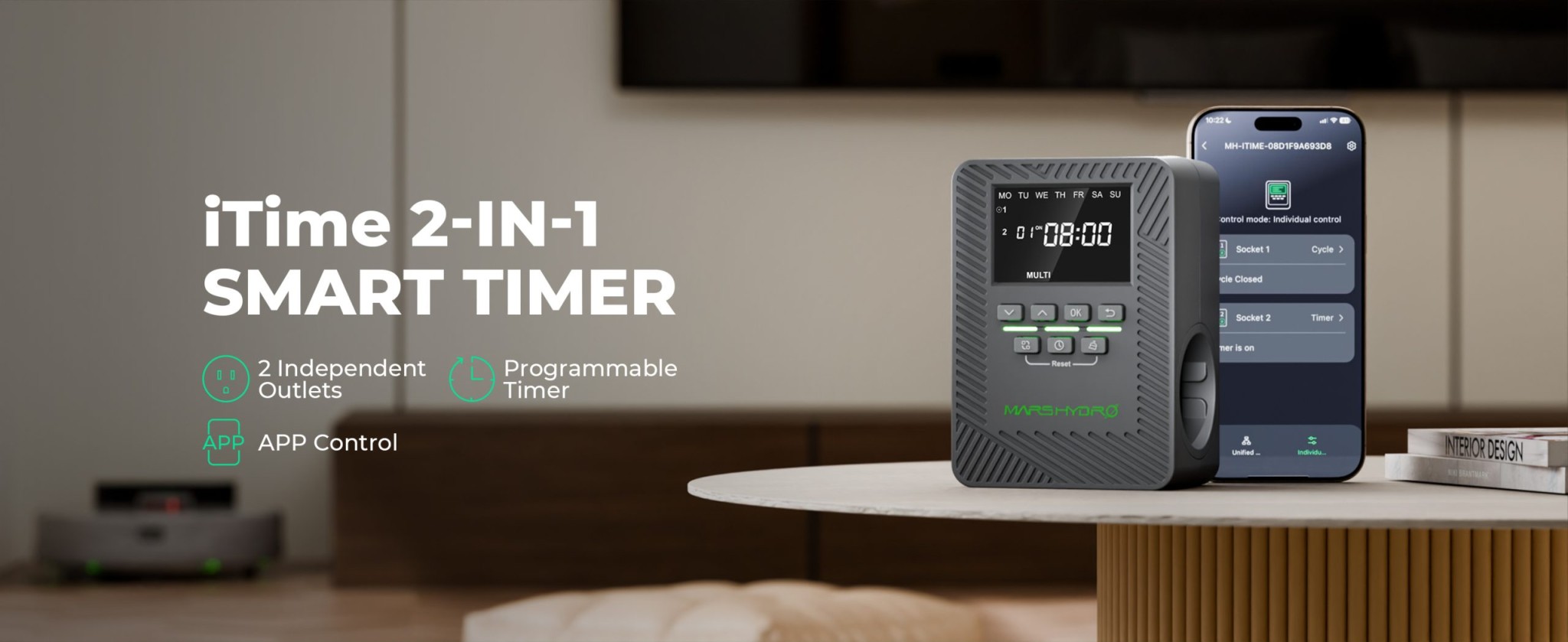 iTime 2-in-1 Smart Timer – Mars Hydro Double prise