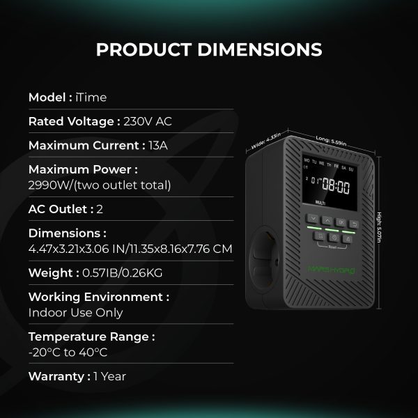 iTime 2-in-1 Smart Timer – Mars Hydro Double prise