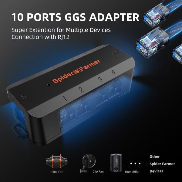 GGS AC10 Spider Farmer - Multiprise avec 10 connexions pour le contrôle climatique dans la tente de culture – avec mesure de la température