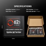Pack de 10 sachets de contrôle d'humidité bidirectionnels 62% HR 8g Spider Farmer - Équilibre d'humidité pour les herbes