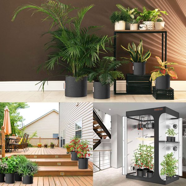 Lot de 5 sacs de culture en tissu de 20L – pots de plantes respirants et réutilisables Spider Farmer