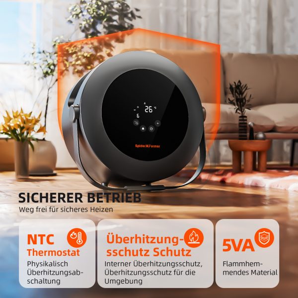 Chauffage de tente de culture intelligent PTC 540W Spider Farmer