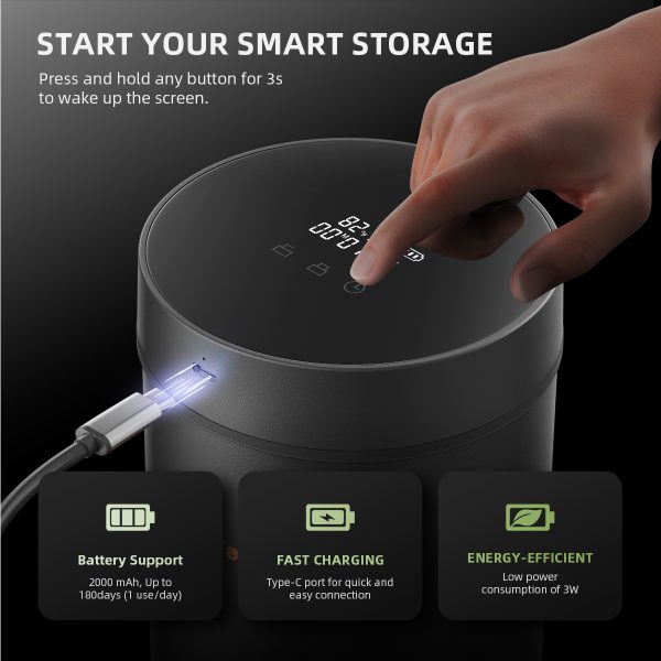 Auto-Cure Smart Jar de 2L Spider Farmer® | Pot de conservation sous vide avec couvercle intelligent pour conservation et affinage | Lot de 4 sachets bidirectionnels à 62% d'humidité