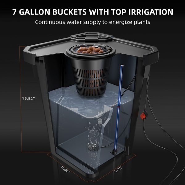 Système hydroponique DWC 4 sceaux de 7 gallons (≃ 26L) Spider Farmer avec kit goutte à goutte supérieur pour Culture en eau profonde