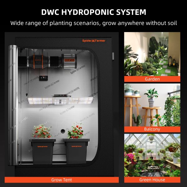 Système hydroponique DWC 2 sceaux de 7 gallons (≃ 26L) Spider Farmer avec kit goutte à goutte supérieur pour Culture en eau profonde