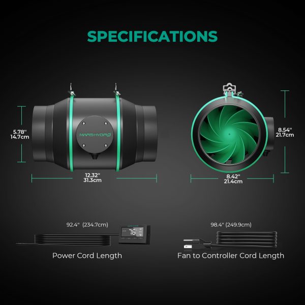 Kit Extracteur d'air / Filtre (Ø150mm) Contrôleur Thermostatique Mars Hydro