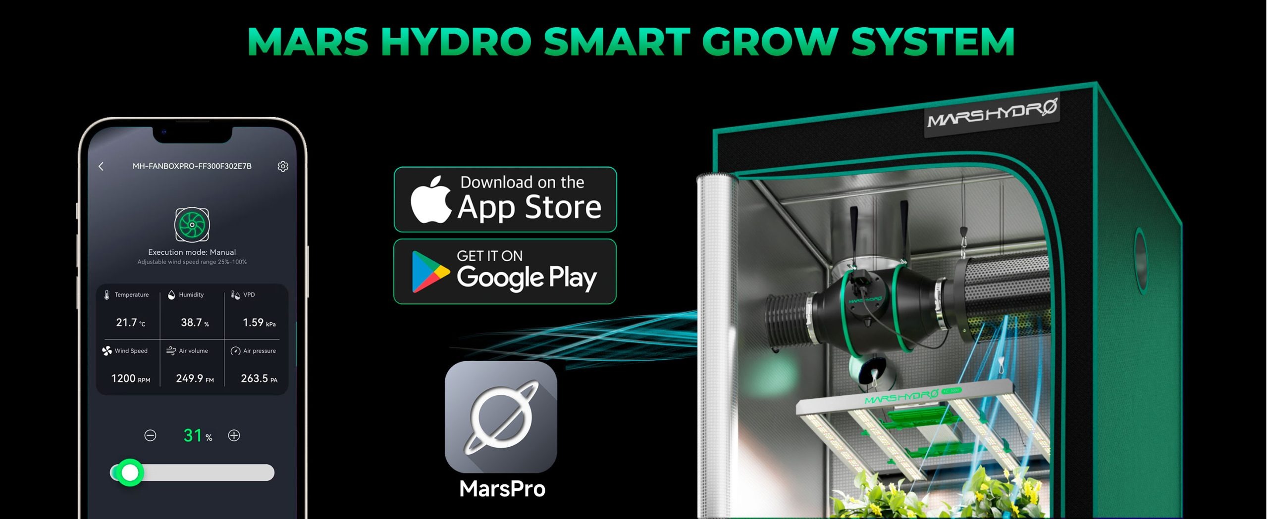 Kit Extracteur d'air iFresh / Filtre Contrôleur Intelligent Mars Hydro