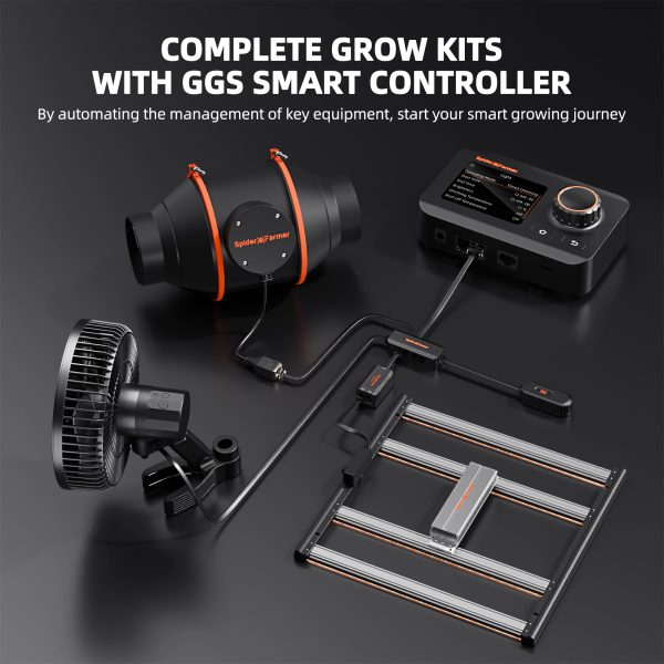Kit Complet Spider Farmer G3000 300W - Tente de Culture 90x90x180cm - LED Spectre complet avec contrôle WiFi et Bluetooth - ventilateur ∅15cm - kit ventilation ∅100mm GGS Controller SERIES