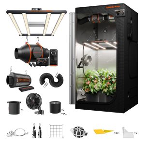 Kit Complet Spider Farmer G3000 300W - Tente de Culture 90x90x180cm - LED Spectre complet avec contrôle WiFi et Bluetooth - ventilateur ∅15cm - kit ventilation ∅100mm GGS Controller SERIES