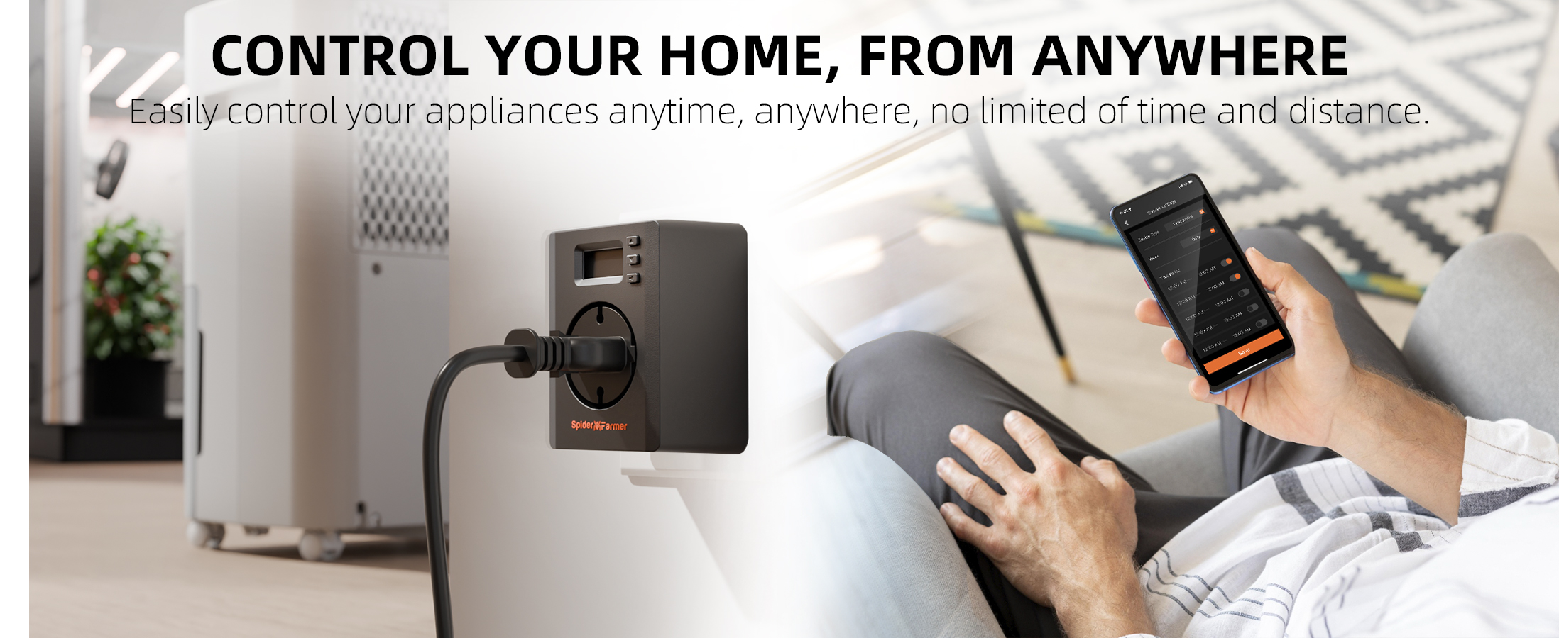 S-Station Spider Farmer - Prise intelligente Wi-Fi et Bluetooth 3680W 16A pour la culture en intérieur