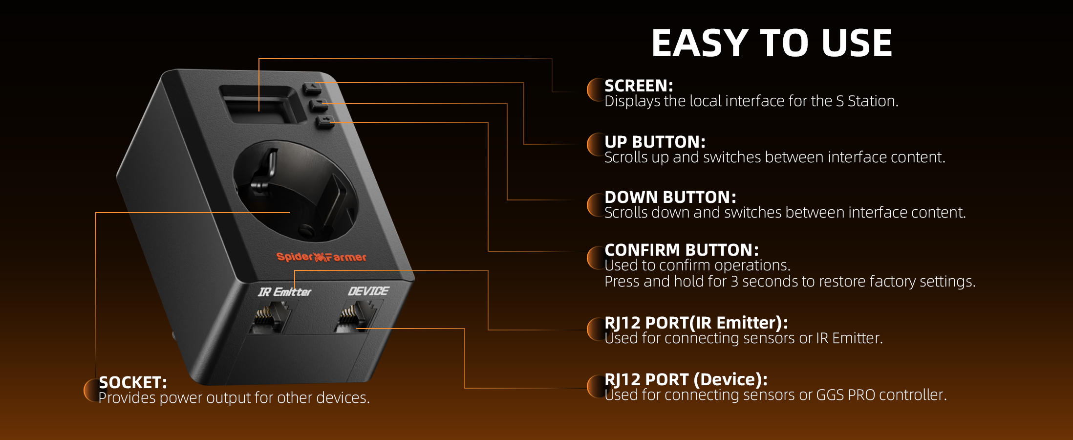 S-Station Spider Farmer - Prise intelligente Wi-Fi et Bluetooth 3680W 16A pour la culture en intérieur