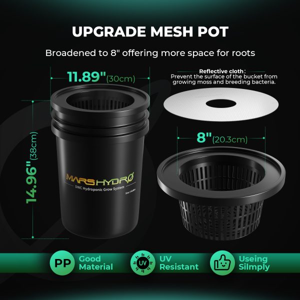 Kit Complet DWC 4 sceaux 5gallons (±19L) Mars Hydro