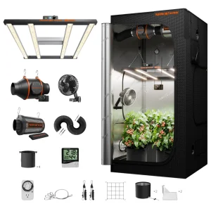 Kit Complet Spider Farmer G3000 300W - Tente de Culture 90x90x180cm - LED Spectre complet avec contrôle WiFi et Bluetooth - ventilateur ∅15cm - kit ventilation ∅100mm SPEED Controller SERIES
