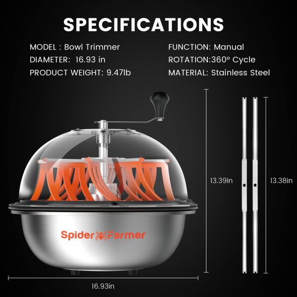 Bud Leaf Bowl Trimmer 16" - Défoliateur manuel Ø40cm à lames rotatives avec dôme transparent Spider Farmer