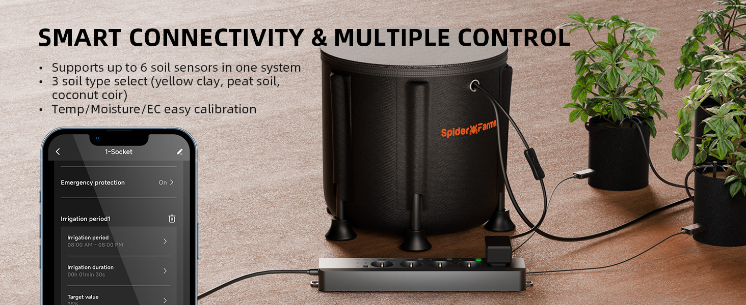 GGS Smart 3-en-1 Soil Sensor Pro Spider Farmer - Contrôle précis de l'irrigation goutte à goutte