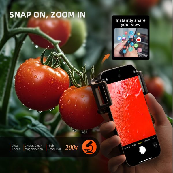 Loupe microscope grossissement X200 pour trichomes Spider Farmer – Objectif pour smartphone avec LED et UV