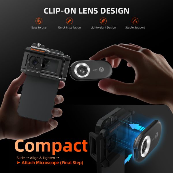 Loupe microscope grossissement X200 pour trichomes Spider Farmer – Objectif pour smartphone avec LED et UV