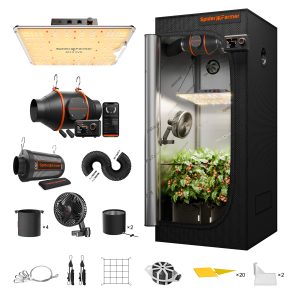 Kit Complet Spider Farmer SF1000 100W - Tente de Culture 70x70x160cm - LED Samsung 301H EVO Spectre complet - ventilateur ∅15cm - kit ventilation ∅100mm GGS Controller SERIES