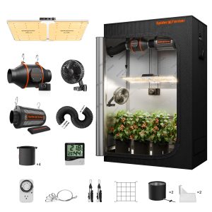 Kit Complet Spider Farmer SF2000 200W - Tente de Culture 120x60x180cm - LED Samsung 301H EVO Spectre complet - ventilateur ∅15cm - kit ventilation ∅100mm SPEED Controller SERIES