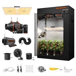 Kit Complet Spider Farmer SF2000 200W - Tente de Culture 120x60x180cm - LED Samsung 301H EVO Spectre complet - ventilateur ∅15cm - kit ventilation ∅100mm GGS Controller SERIES