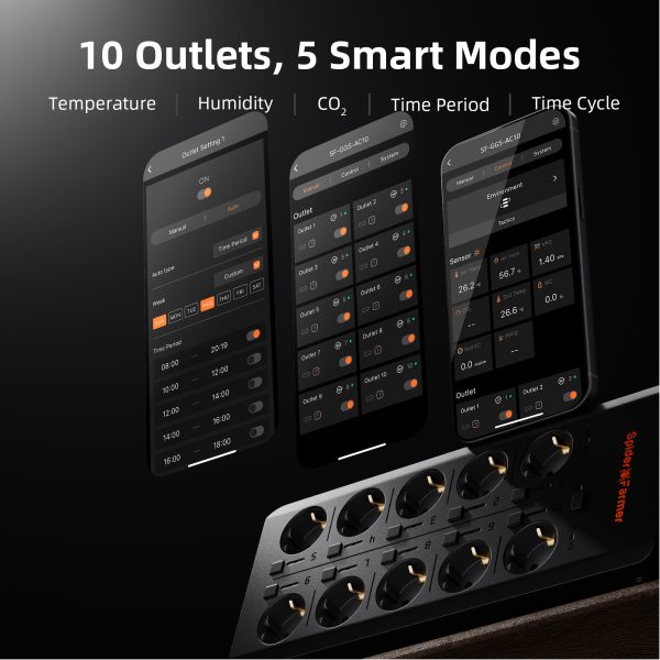 GGS AC10 Spider Farmer - Multiprise avec 10 connexions pour le contrôle climatique dans la tente de culture – avec mesure de la température