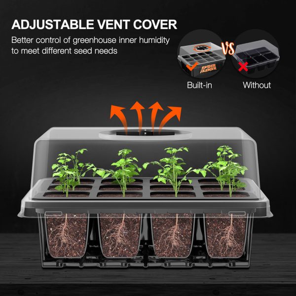 Lot de 4 plateaux de démarrage de graines avec dôme – kit de germination pour semis, herbes, légumes et champignons