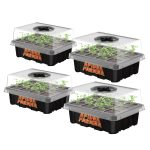 Lot de 4 plateaux de démarrage de graines avec dôme – kit de germination pour semis