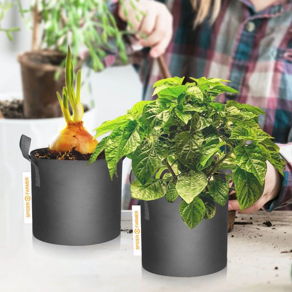 Lot de 5 sacs de culture en tissu de 40L – pots de plantes respirants et réutilisables Spider Farmer