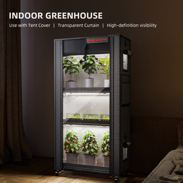 Étagère de culture 4 niveaux 70x35x150cm Spider Farmer - éclairage horticole LED 108W - Tente 1680D - Idéal pour germination et bouturage