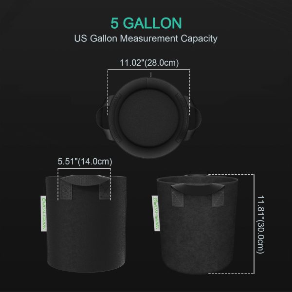 Lot de 5 Sacs de culture de 5 gallons (±19L) Mars Hydro