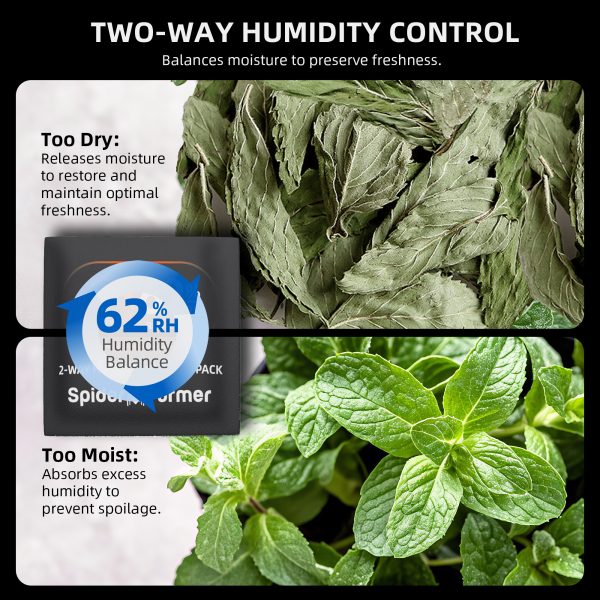 Auto-Cure Smart Jar de 2L Spider Farmer® | Pot de conservation sous vide avec couvercle intelligent pour conservation et affinage | Lot de 4 sachets bidirectionnels à 62% d'humidité