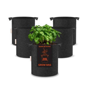 Lot de 5 sacs de culture en tissu de 20L – pots de plantes respirants et réutilisables Spider Farmer