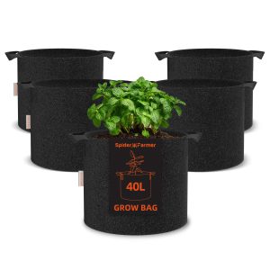 Lot de 5 sacs de culture en tissu de 40L – pots de plantes respirants et réutilisables Spider Farmer