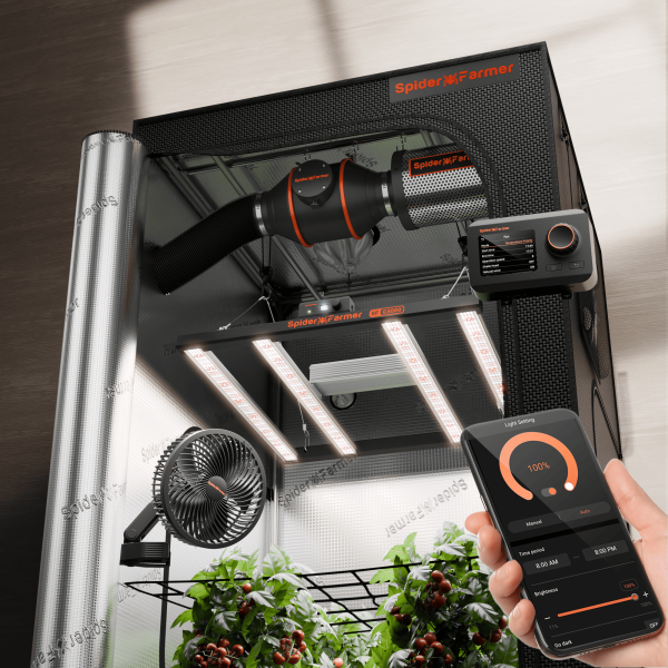 Kit Complet Spider Farmer G3000 300W - Tente de Culture 90x90x180cm - LED Spectre complet avec contrôle WiFi et Bluetooth - ventilateur ∅15cm - kit ventilation ∅100mm GGS Controller SERIES