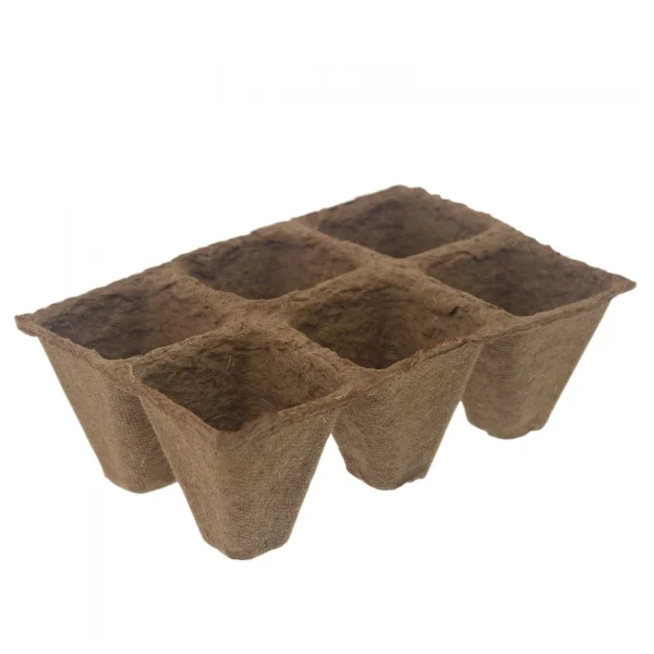 4 Plaques de 6 Pots carrés en fibre de coco 6cm (24 pots) - Romberg