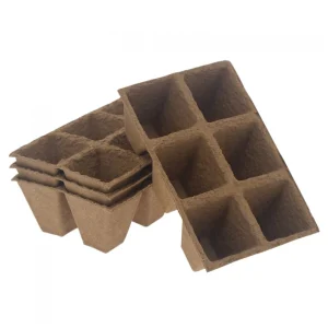 Plaques de 6 Pots carrés en fibre de coco 6cm - Lot de 4 (24 pots) - Romberg