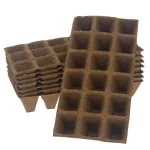 Plaques de 18 Pots carrés en fibre de coco 5cm - Lot de 8 (144 pots) - Romberg