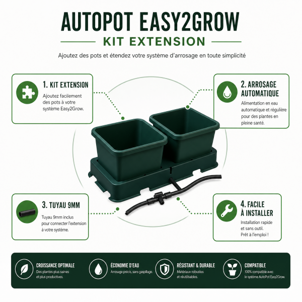 EXTENSION POUR KIT EASY2GROW - 2 pots de 8.5L - 9mm