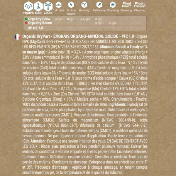 Organic DryPart Bloom 1kg - Engrais de floraison en poudre - Terra Aquatica