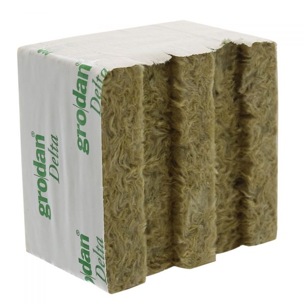 Cubes de laine de roche - 100x100x65mm - 40/40 - Carton de 216 pièces - Grodan DELTA