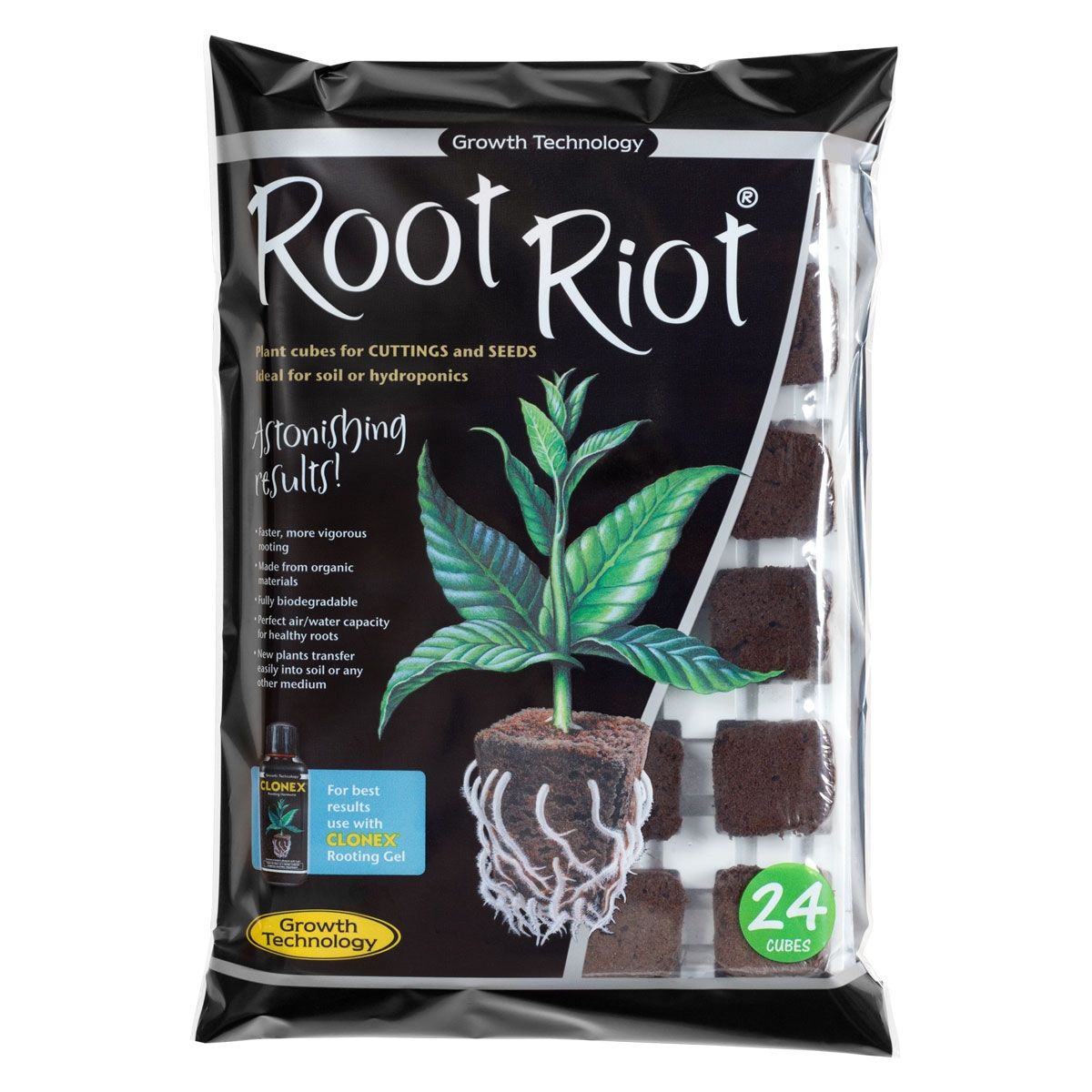 GT-RIOT024T Root Riot - Plateau de 24 cubes germination - Growth Technology